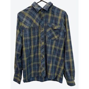 Outdoor Research Men's Medium Long Sleeve Plaid Shirt Muted Navy Yellow Red